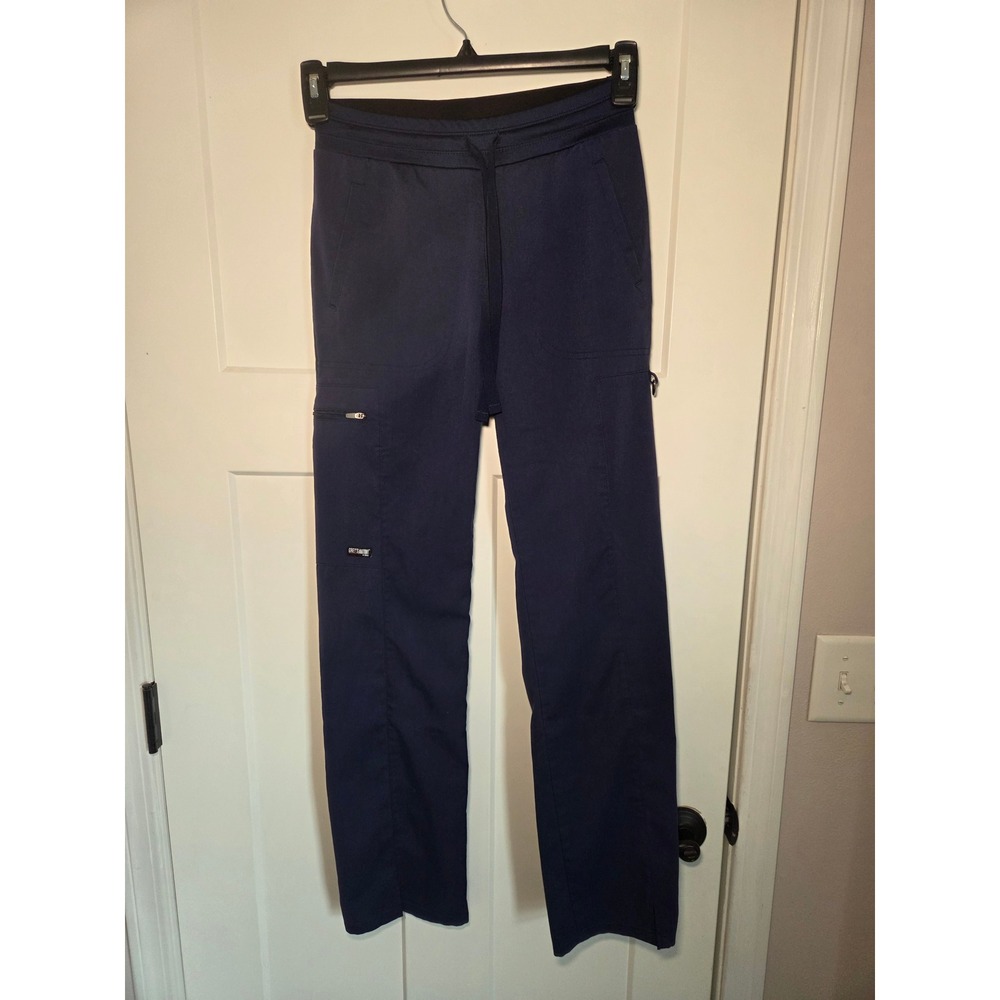 Greys Anatomy Barco Spandex Stretch‎ Scrub Pants Navy Blue XXS Cargo Drawstring